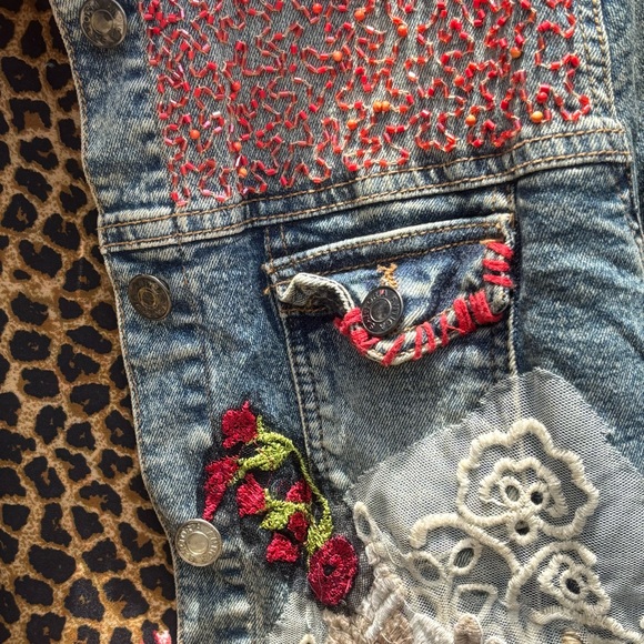 Vintage Antica Sartoria Women’s Denim Jacket Embroidered Unique See Desc!) - Picture 7 of 15